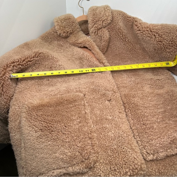 Yves Salomon Mateo Shearling Bomber Jacket Tan Size 42 US 4 100% Lamb Wool - Picture 7 of 10